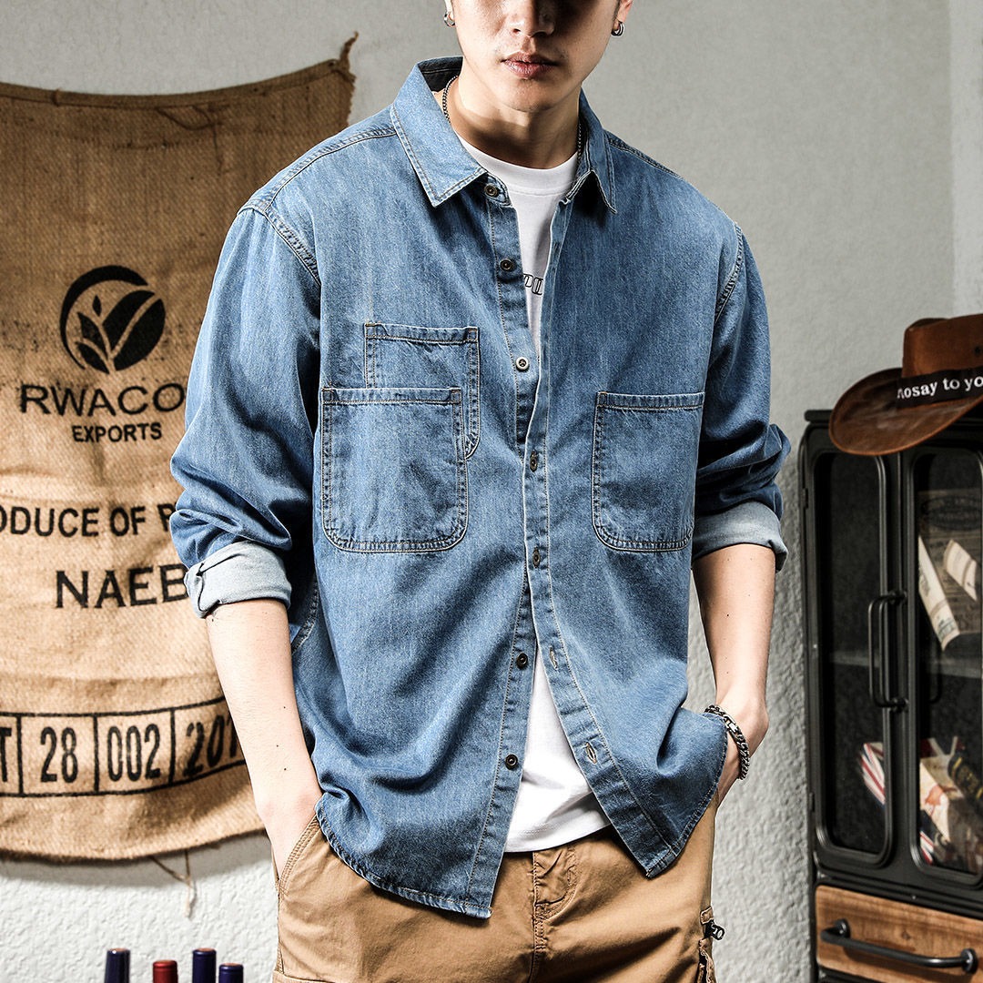 Retro Gaming Jacket - Printemps Ruffian beau Denim outillage chemise
