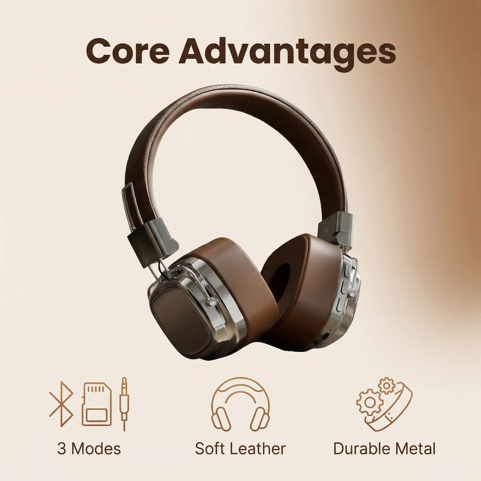 Retro Gaming Headset - Casque audio rétro en cuir sans