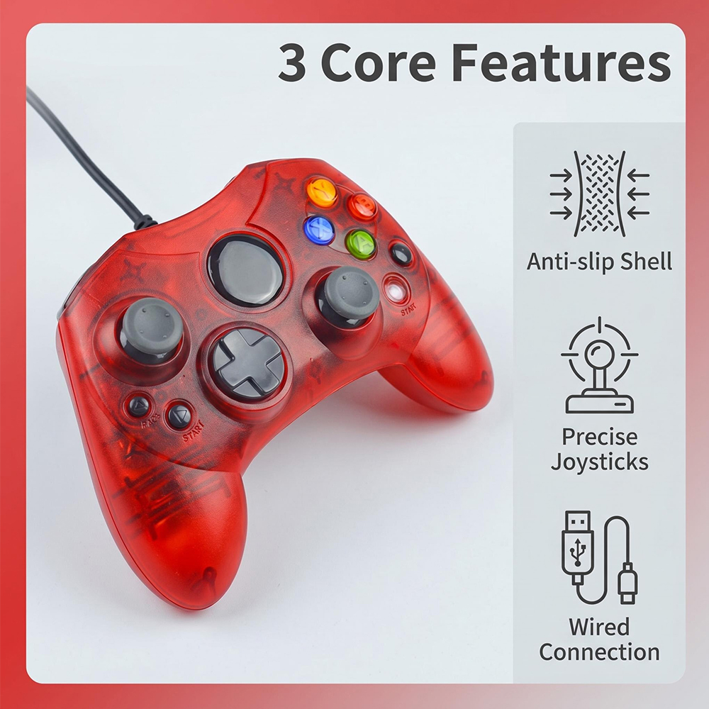 Retro Gaming Xbox Controller - Manette de jeu filaire - Console